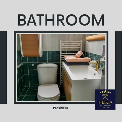 a picture of a bathroom with a toilet and a sink at HELGA apartmani BOSS i PRESIDENT in Kraljevo
