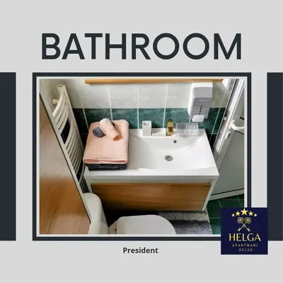a magazine cover of a bathroom with a sink at HELGA apartmani BOSS i PRESIDENT in Kraljevo