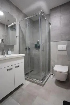 a bathroom with a shower and a toilet and a sink at Cardak u Sumi (Forest house) in Kopaonik