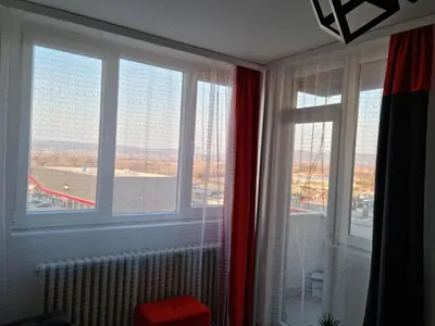 a room with a window with a view of a stadium at CENTRAL in Kruševac