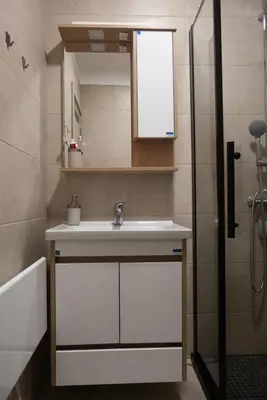 a bathroom with a sink and a shower at Apartman Aleni - Bela Reka, Brzeće in Brzeće
