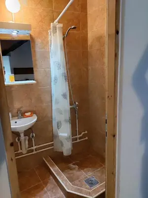 a bathroom with a shower and a sink at Prenoćiste Živković in Pirot