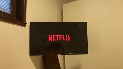 a television with the netflix sign on a wall at Vila Pahulja - Konoba 1 in Kopaonik
