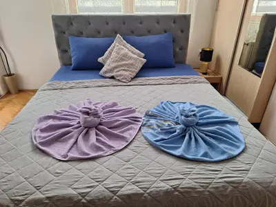 two large pillows on top of a bed at Luka Lux in Niš