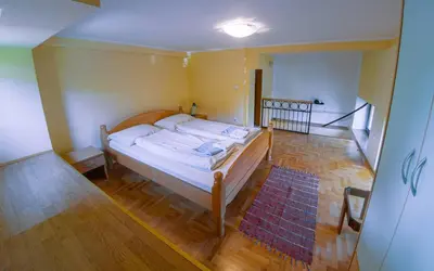 a bedroom with a large bed in a room at Janković Apartmani u centru in Soko Banja