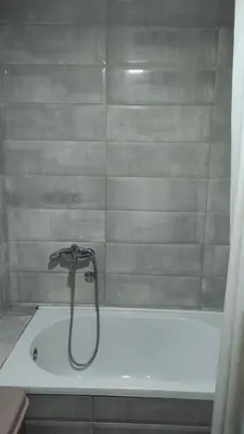 a shower in a bathroom with a bath tub at Stan na dan Nis in Niš