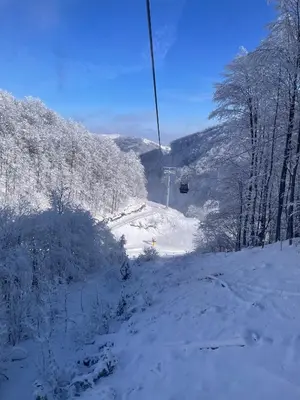 a snow covered ski slope on a ski lift at Apartman Mist - Bela Reka Kopaonik in Brzeće