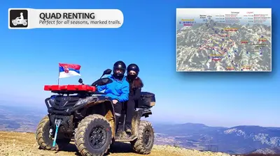 two people sitting on a four wheeler on a mountain at Eco Farm Milanovic in Despotovac