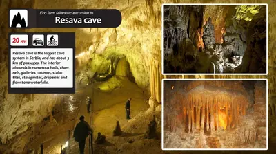 a collage of photos of a cave with people in it at Eco Farm Milanovic in Despotovac