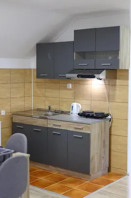 a kitchen with a sink and a counter top at Studio Petra in Soko Banja