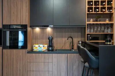 a kitchen with a sink and a counter top at Apartman Riva in Vrnjačka Banja