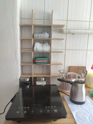a stove top oven sitting on top of a counter at Park 2 Branka FREE PARKING in Vranje