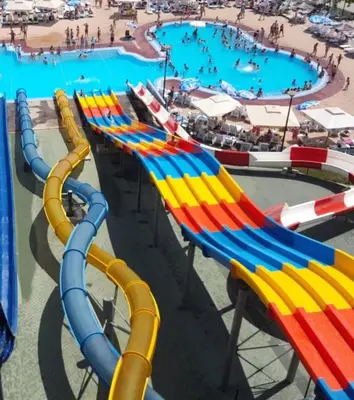 an empty water slide at a water park at Apartman Ruby in Vrnjačka Banja