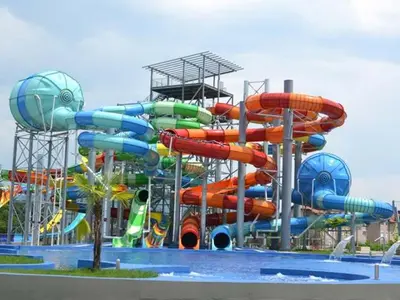 a water park with a water slide at Apartman Ruby in Vrnjačka Banja