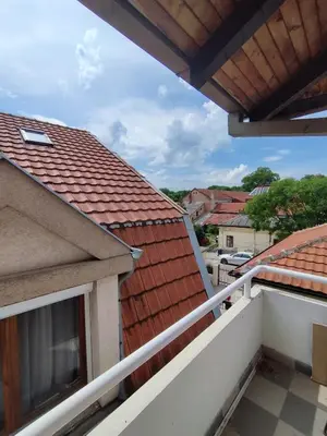 a view from the balcony of a house at Villa Ema rooms in Niš