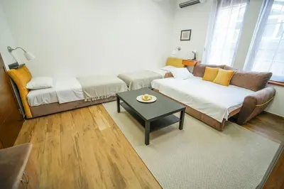 a living room with a couch and a coffee table at PRENOCISTE SOLE in Vranje