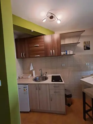 a kitchen with a sink and a counter top at MAŠA Apartman Vrnjacka Banja in Vrnjačka Banja