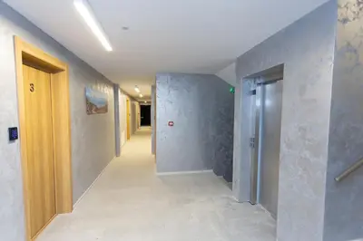 an empty hallway with a hallway at Vila Bela reka in Brzeće