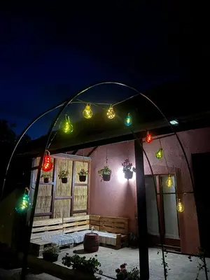 a group of lights on a house at night at Vila Vida in Kruševac