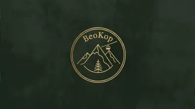 a badge with a mountain insignia on a black background at BeoKop Apartment in Brzeće