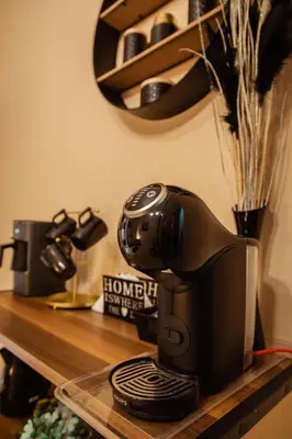a coffee maker sitting on top of a shelf at Stan na dan Premium 030 in Bor