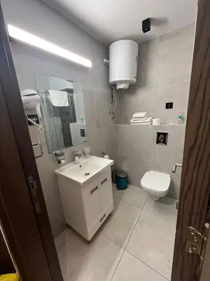 a bathroom with a white sink and a toilet at Apartman Staša Zoned II in Kopaonik