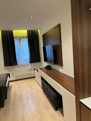 a living room with a flat screen tv in a room at Apartman Staša Zoned II in Kopaonik