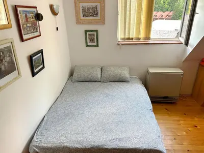 a small bedroom with a bed in a room at Brzeće - Bele staze Nikola in Brzeće