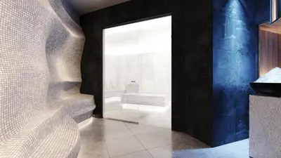 a bathroom with a glass shower with a tub at Woodside Kopaonik By Gogic in Kopaonik