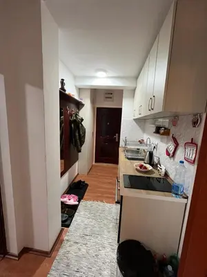 a small kitchen with a sink and a counter at Apartman Cogan - 100m from Gondola - Brzece in Kopaonik
