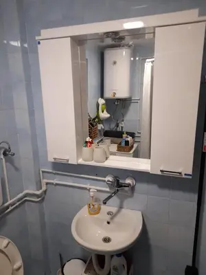 a bathroom with a sink and a mirror at GOČ Planinska Kuća MILJA in Kraljevo