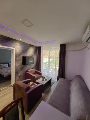 a room with a bed and a couch and a table at Apartmani MiS apartman br 2 in Soko Banja