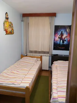 a bedroom with two beds and a tv in it at Vila Verica in Vrnjačka Banja