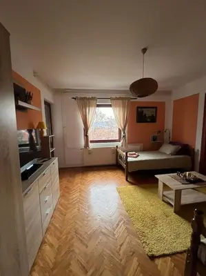 a living room with a couch and a table at Jordan Apartman in Niška Banja