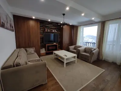 a living room with a couch and a tv at Apartment Panorama 3 in Kopaonik