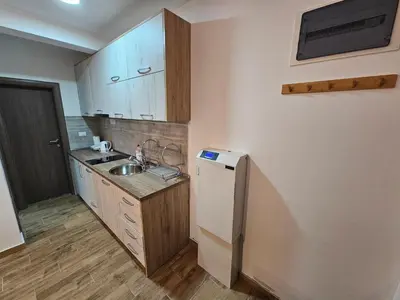 a small kitchen with a sink and a refrigerator at Apartman Stoiljković in Kopaonik