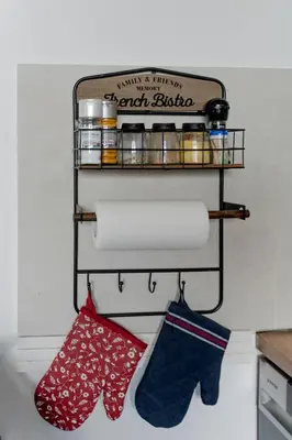 a pair of socks and a towel rack in a kitchen at Apartman Rustic 85m2 in Kopaonik