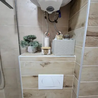a shelf in a bathroom with plants on it at PIK Apartmani - Milmari in Kopaonik