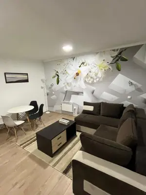 a living room with a couch and a table at Kop apartman I01 in Kopaonik