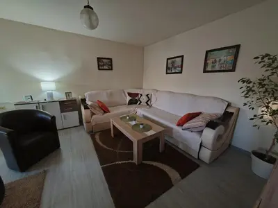 a living room with a couch and a table at Apartman Stanimirović 3 in Zaječar