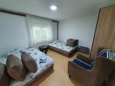 a living room with two beds and a couch at Smeštaj Miki 2 in Soko Banja