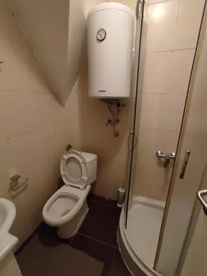 a small bathroom with a toilet and a shower at Apartman Sofija Kraljevi Čardaci in Kopaonik