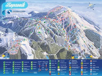 a map of the snow mountain ski slope at Studio Pablo Vila Bela Reka in Brzeće