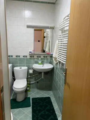 a bathroom with a toilet and a sink at LP Premium Studio in Niš
