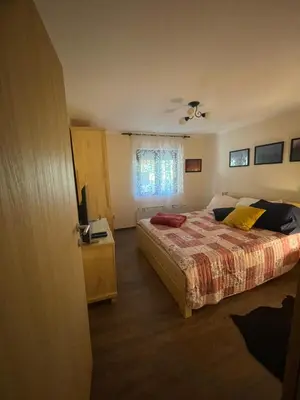 a bedroom with a large bed and a window at Vila Meadow in Gredetin