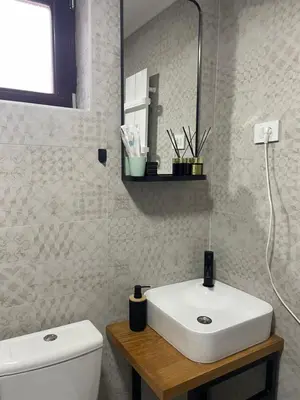 a bathroom with a white sink and a mirror at Vila Bosa - Stara planina in Crni Vrh