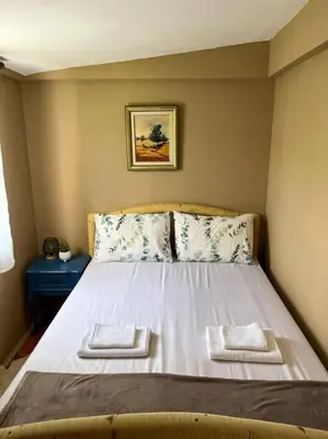 a bed in a room with two towels on it at Villa Lenka Sokobanja in Soko Banja