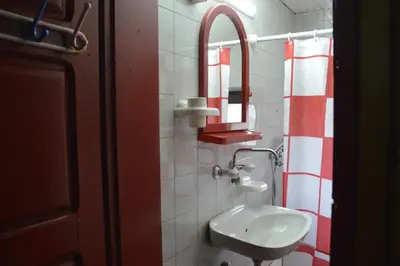 a bathroom with a sink and a mirror at Planinska kuća Savić, Kopaonik in Kopaonik