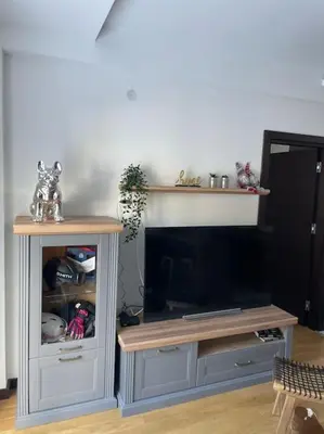 a living room with a tv and a entertainment center at Anja Sousza Apartment in Kopaonik
