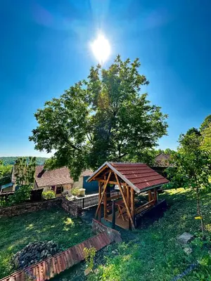 a gazebo in the yard of a house at Seosko turističko domaćinstvo DUNJA in Osnić